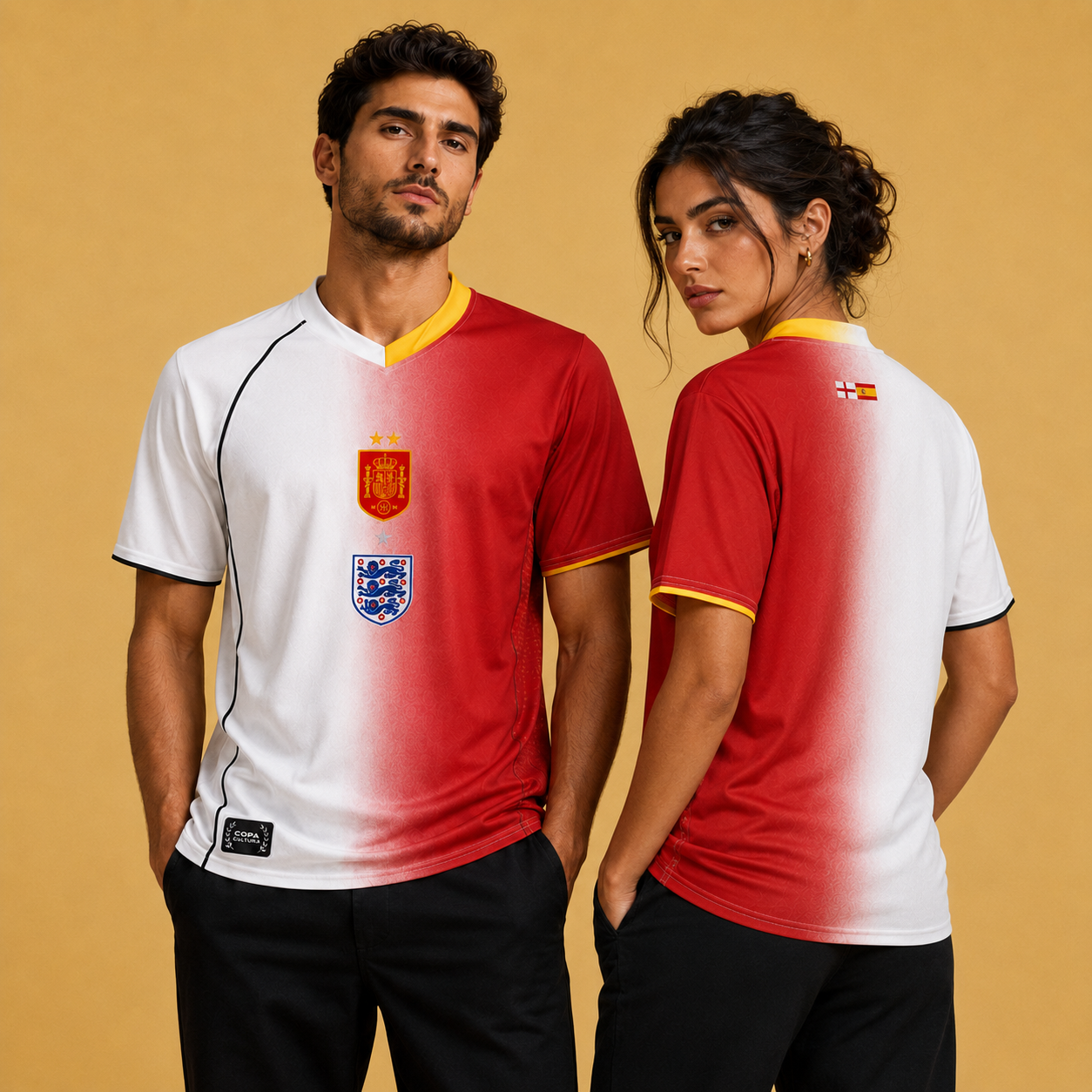 England x Spain Football T-shirt - Half & Half