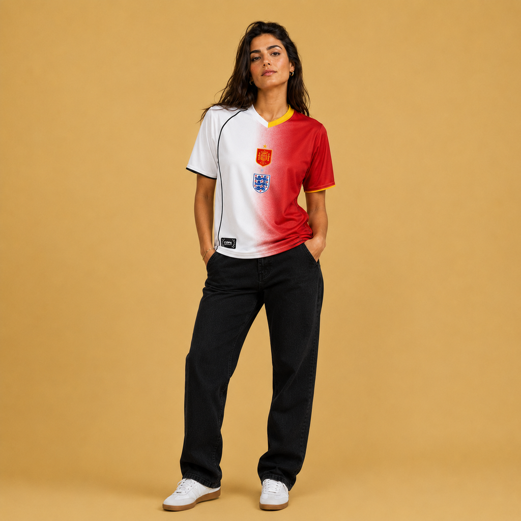 England x Spain Football T-shirt - Half & Half