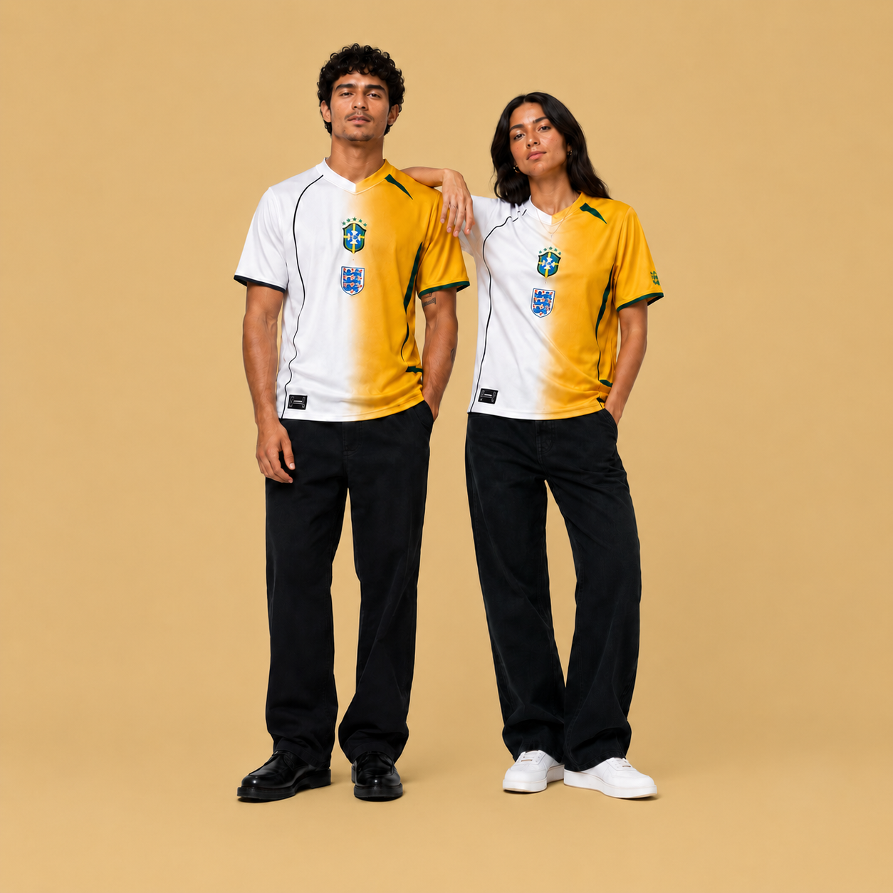 England x Brazil Football T-shirt - Half & Half