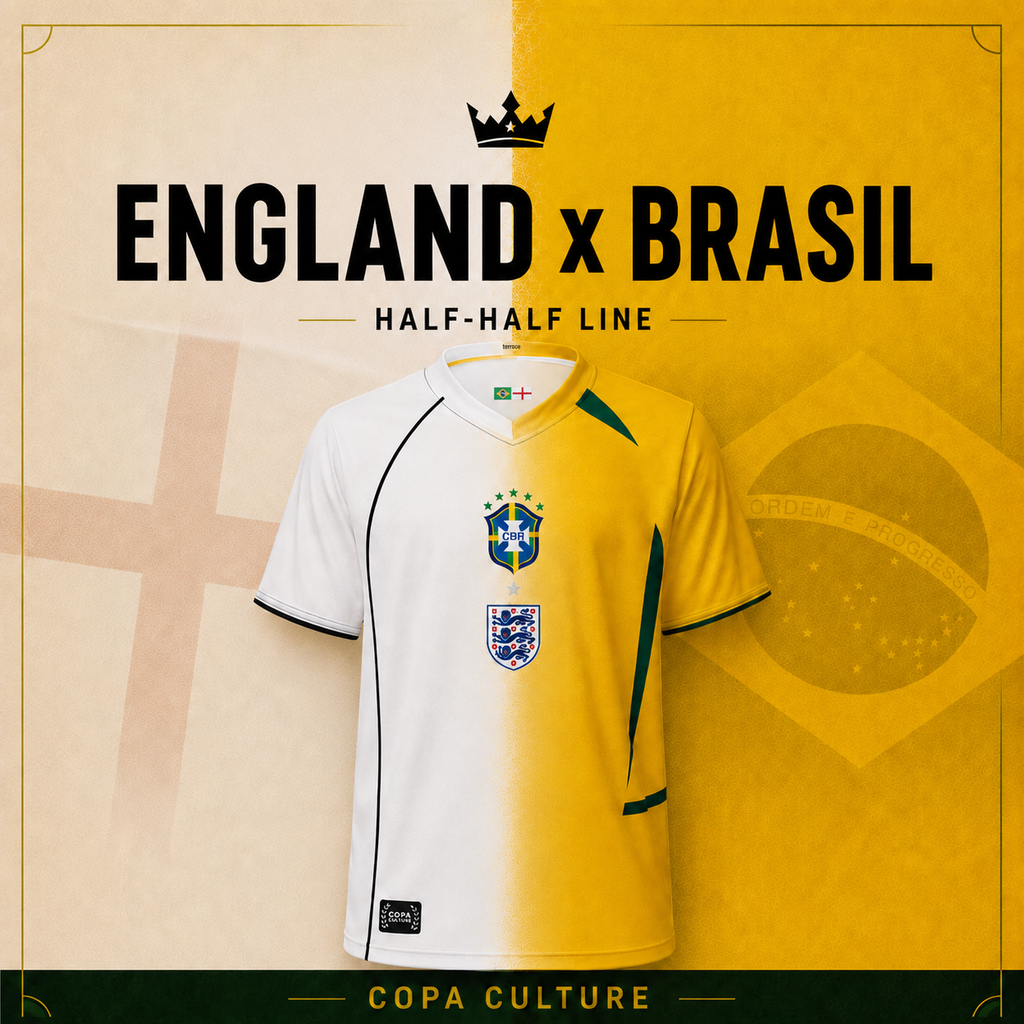 England x Brazil Football T-shirt - Half & Half